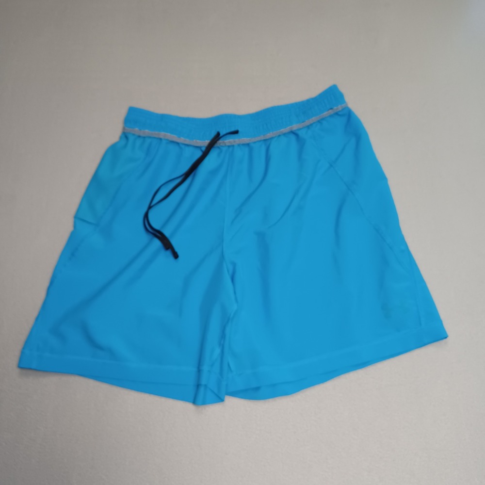 Under Armour Shorts Men 32 Blue Athletic Running Training Zipper Pocket 7 Inseam
